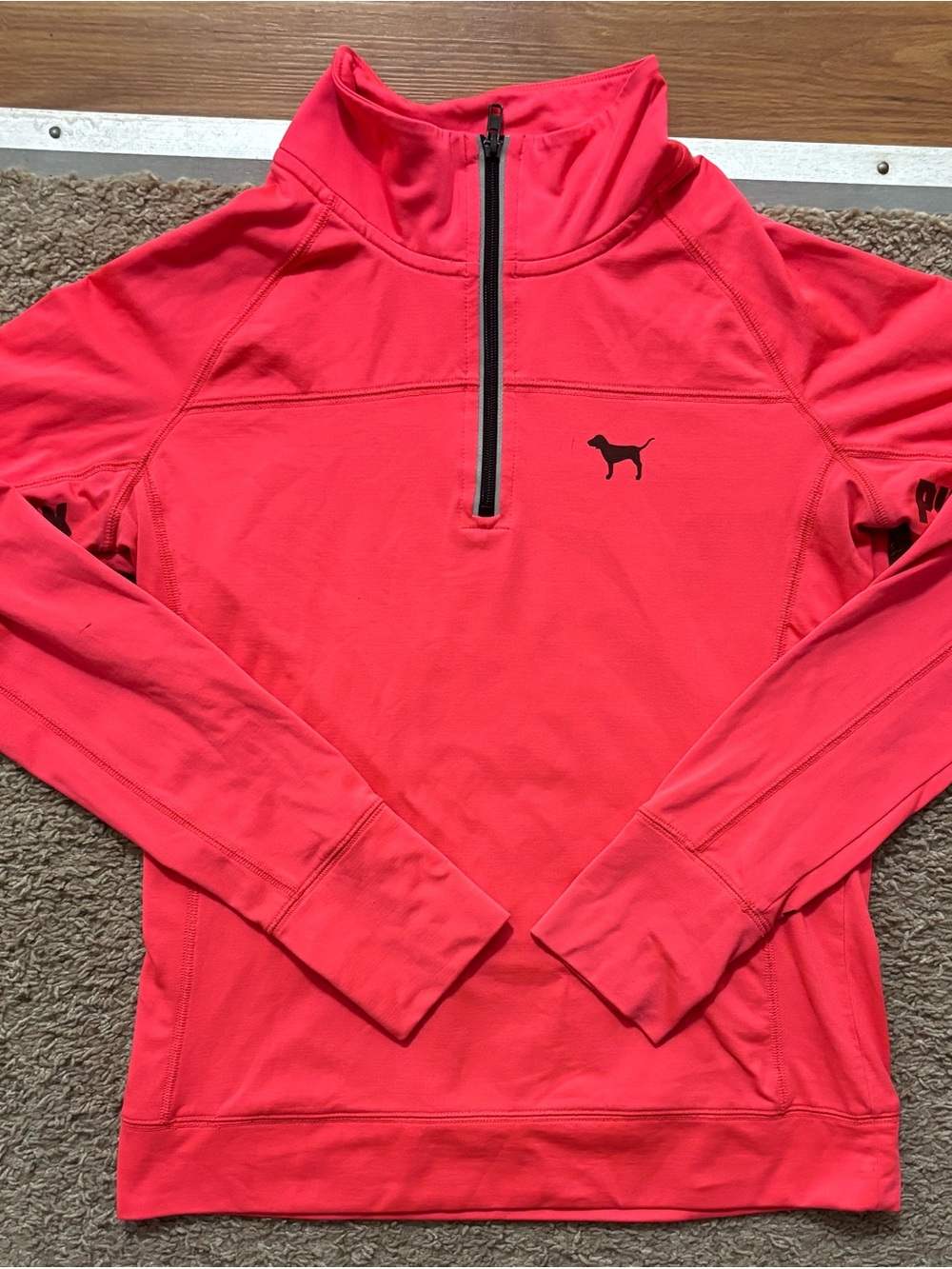 Pink Victoria’s Secret Womans Md Quarter-Zip Coral Pullover Athletic Shirt